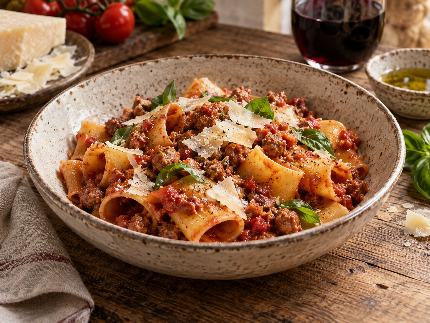 Paccheri al ragù di salsiccia Tomaso