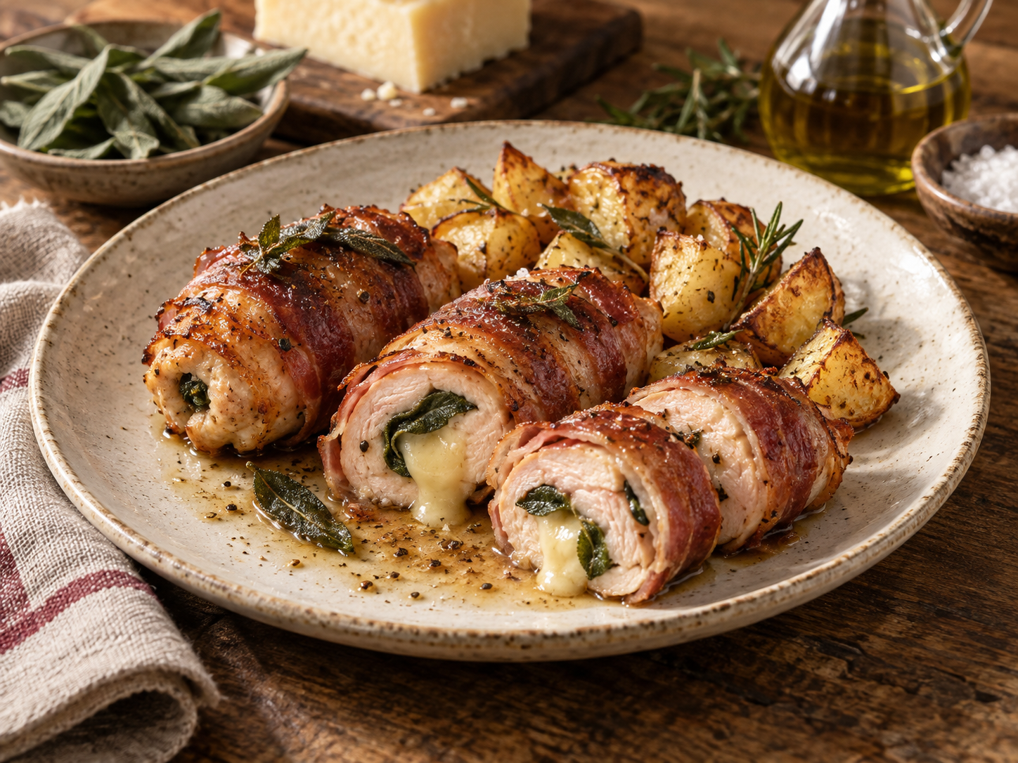 Involtini con pancetta Tomaso e caciocavallo